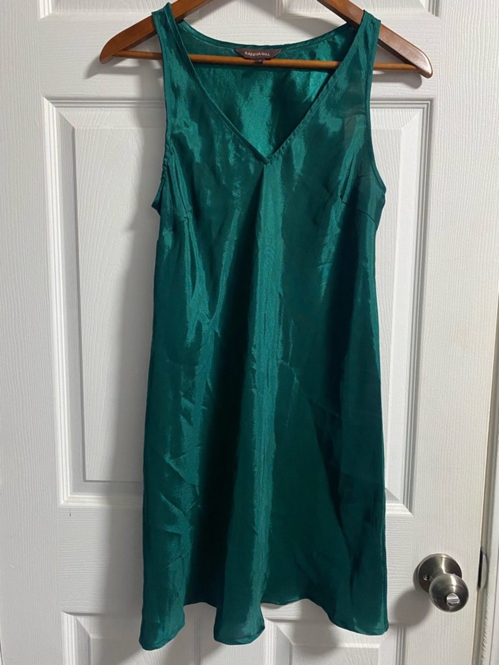 Ranna Gill Teal V-Neck Midi Dress